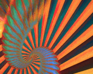 Composition in Orange Blue & Green